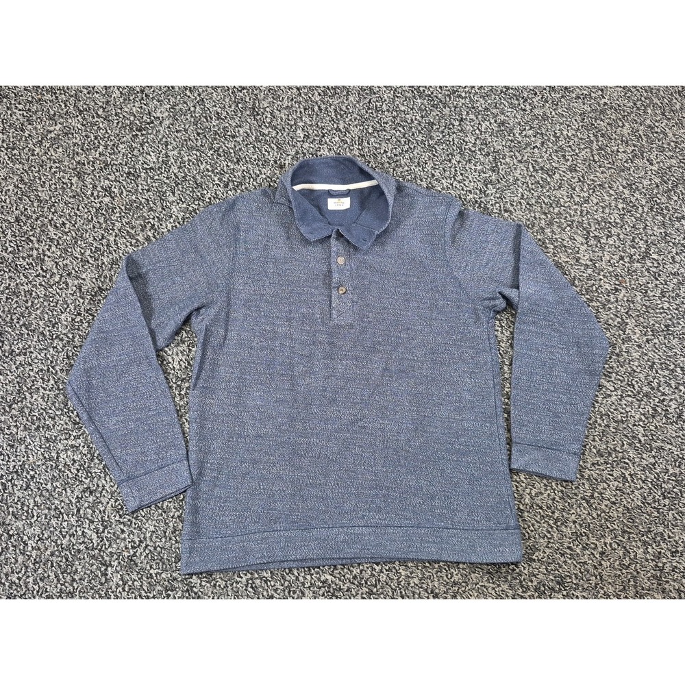 MARINE LAYER Clayton Textured‎ Pullover Henley Blue Heather Men's XL Mock Neck